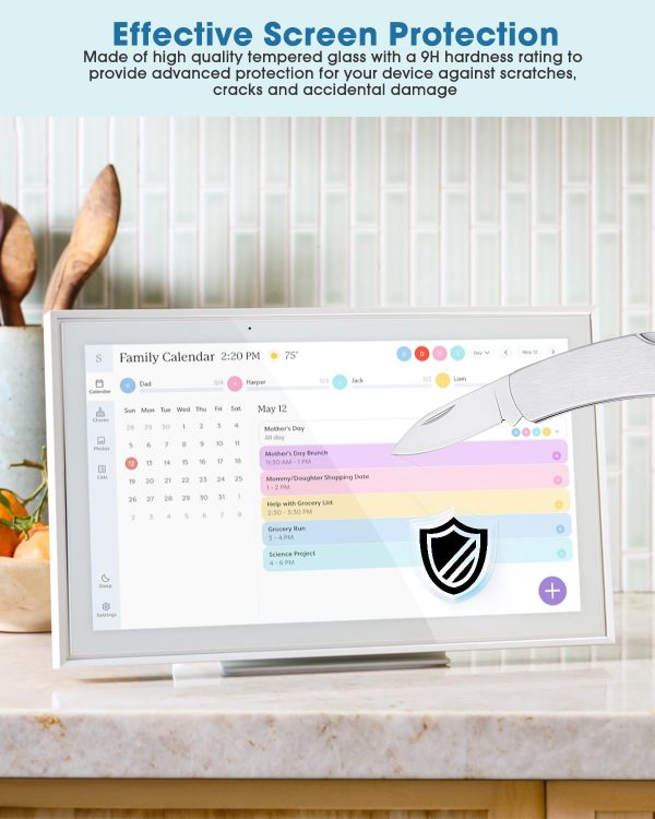 2 Pcs Tempered Glass Screen Protector for Skylight Calendar 15 Inch - High strength 9H Hardness Tempered Glass - HD Clear, Anti-Scratch - Image 7