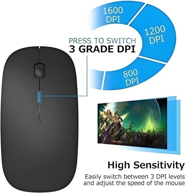 Bluetooth Mouse,Rechargeable Wireless Mouse for MacBook Pro/MacBook Air/Laptop/PC/Mac/iPad pro/Computer,Bluetooth 5.2 + 3.0 +2.4G USB Receiver - Image 5