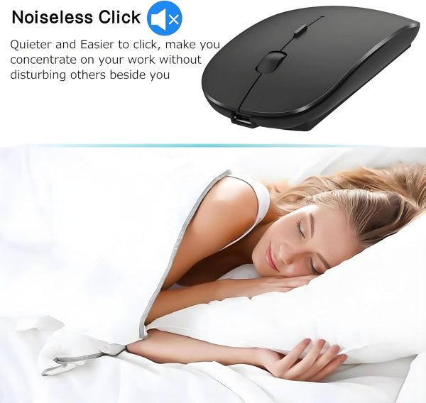 Bluetooth Mouse,Rechargeable Wireless Mouse for MacBook Pro/MacBook Air/Laptop/PC/Mac/iPad pro/Computer,Bluetooth 5.2 + 3.0 +2.4G USB Receiver - Image 6