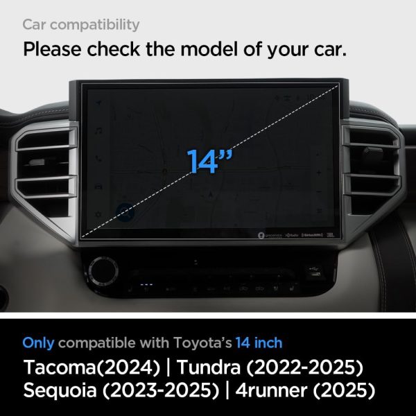 Spigen Tempered Glass Screen Protector [GlasTR Slim] designed for Toyota Tundra(2025-2022), Sequoia(2025-2023), Tacoma(2024/2025), 4Runner(2025) 14 inch Dashboard Touchscreen - Matte/Anti Finger Print - Image 2