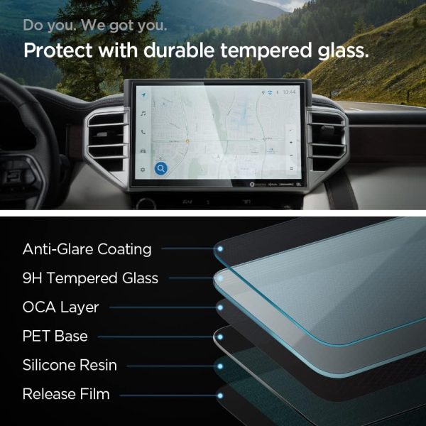 Spigen Tempered Glass Screen Protector [GlasTR Slim] designed for Toyota Tundra(2025-2022), Sequoia(2025-2023), Tacoma(2024/2025), 4Runner(2025) 14 inch Dashboard Touchscreen - Matte/Anti Finger Print - Image 3