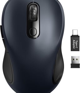 Trueque Wireless Mouse for Laptop, 2.4GHz Ergonomic Computer Mouse with Back & Forward Buttons, 3 Levels Tracking Speed, 6 Buttons, Optical USB Cordless Mice for Windows Chromebook MacBook PC (Gray)