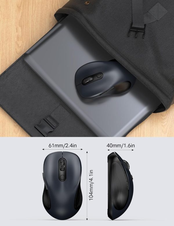 Trueque Wireless Mouse for Laptop, 2.4GHz Ergonomic Computer Mouse with Back & Forward Buttons, 3 Levels Tracking Speed, 6 Buttons, Optical USB Cordless Mice for Windows Chromebook MacBook PC (Gray) - Image 4