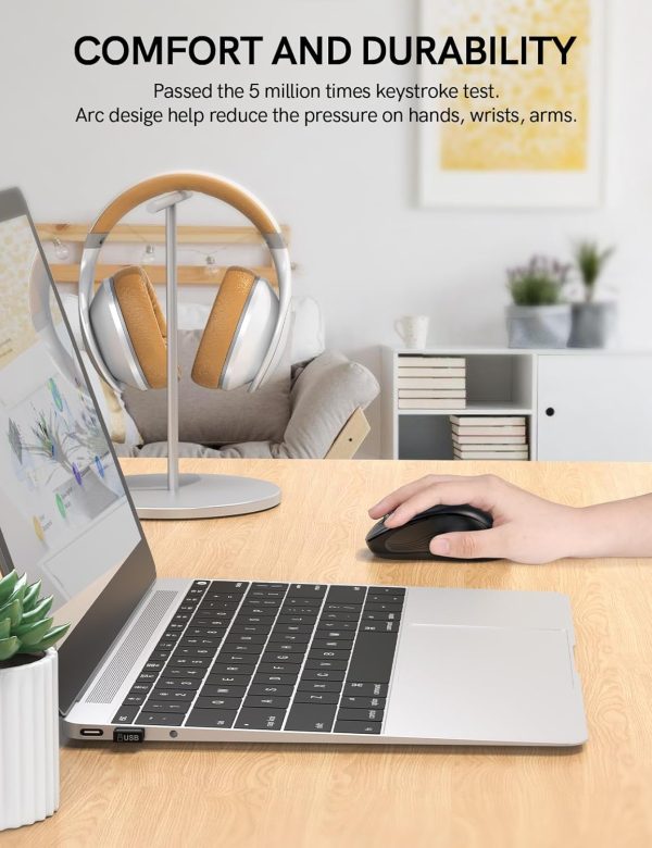 Trueque Wireless Mouse for Laptop, 2.4GHz Ergonomic Computer Mouse with Back & Forward Buttons, 3 Levels Tracking Speed, 6 Buttons, Optical USB Cordless Mice for Windows Chromebook MacBook PC (Gray) - Image 5