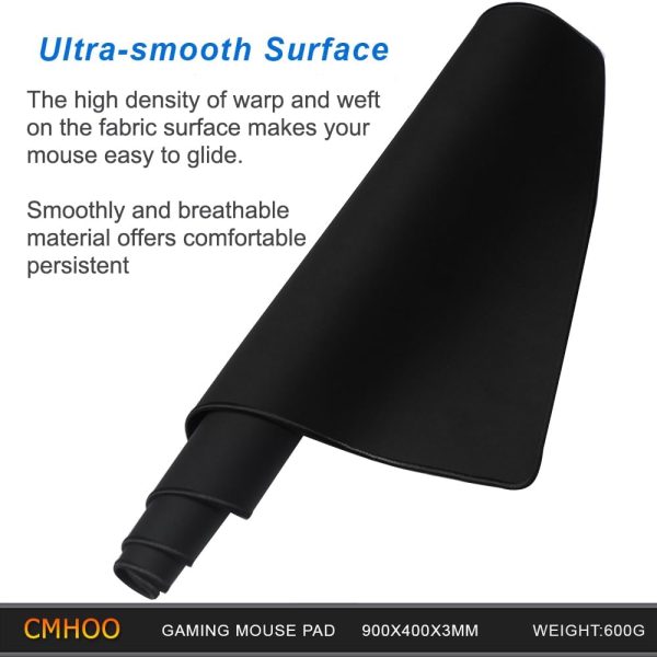 XXL Professional Large Mouse Pad & Computer Game Mouse Mat (35.4x15.7x0.12IN, 90x40 Black) - Image 5